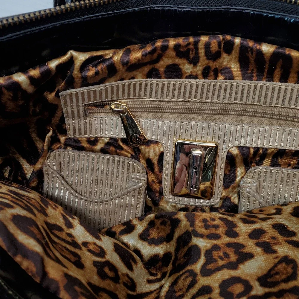 Carmen Steffens Leather Gold Striped Purse Black Leather‎ Accents